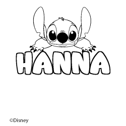 Coloriage pr&eacute;nom HANNA - d&eacute;cor Stitch