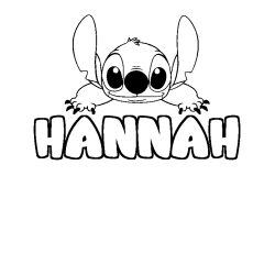 Coloriage prénom HANNAH - décor Stitch