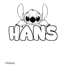 Coloriage pr&eacute;nom HANS - d&eacute;cor Stitch