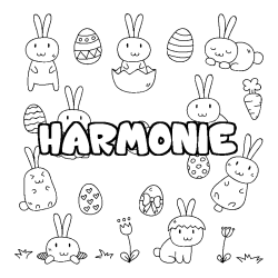 Coloriage HARMONIE - d&eacute;cor Paques