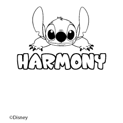 Coloriage pr&eacute;nom HARMONY - d&eacute;cor Stitch