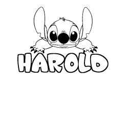 Coloriage prénom HAROLD - décor Stitch