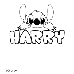 Coloriage pr&eacute;nom HARRY - d&eacute;cor Stitch