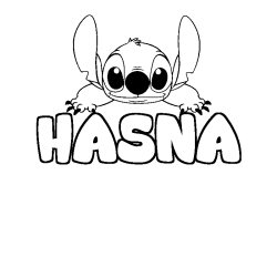 Coloriage prénom HASNA - décor Stitch