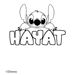Coloriage pr&eacute;nom HAYAT - d&eacute;cor Stitch