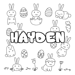 Coloriage pr&eacute;nom HAYDEN - d&eacute;cor Paques