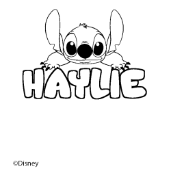 Coloriage pr&eacute;nom HAYLIE - d&eacute;cor Stitch
