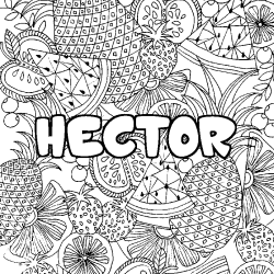 Coloriage prénom HECTOR - décor Mandala fruits