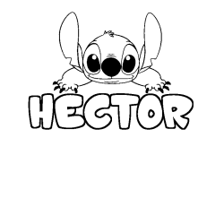 Coloriage prénom HECTOR - décor Stitch