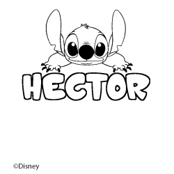 Coloriage pr&eacute;nom HECTOR - d&eacute;cor Stitch
