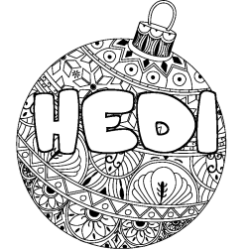 Coloriage prénom HEDI - décor Boule de Noël