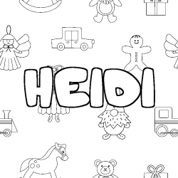Coloriage pr&eacute;nom HEIDI - d&eacute;cor Jouets