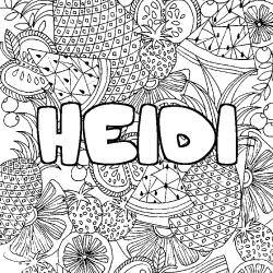 Coloriage prénom HEIDI - décor Mandala fruits