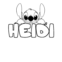 Coloriage prénom HEIDI - décor Stitch
