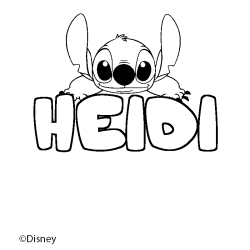 Coloriage pr&eacute;nom HEIDI - d&eacute;cor Stitch