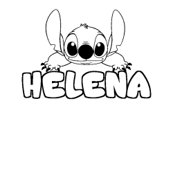 Coloriage prénom HELENA - décor Stitch