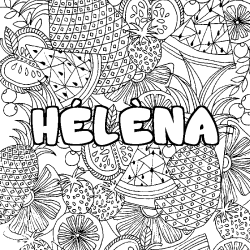Coloriage pr&eacute;nom H&Eacute;L&Egrave;NA - d&eacute;cor Mandala fruits