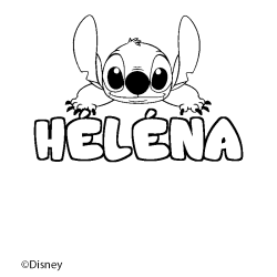 Coloriage pr&eacute;nom H&Eacute;L&Eacute;NA - d&eacute;cor Stitch