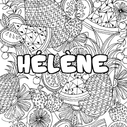 Coloriage pr&eacute;nom H&Eacute;L&Egrave;NE - d&eacute;cor Mandala fruits