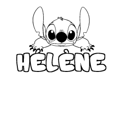 Coloriage prénom HÉLÈNE - décor Stitch