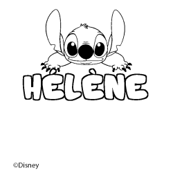 Coloriage pr&eacute;nom H&Eacute;L&Egrave;NE - d&eacute;cor Stitch