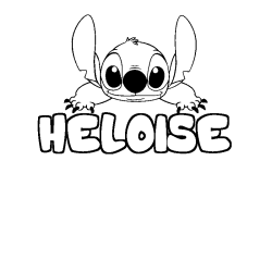 Coloriage prénom HELOISE - décor Stitch