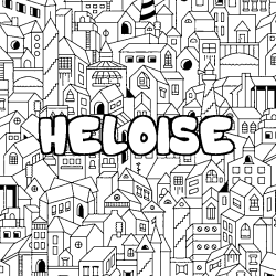 Coloriage prénom HELOISE - décor Ville