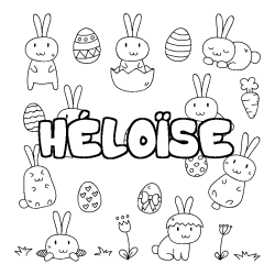 Coloriage pr&eacute;nom H&Eacute;LO&Iuml;SE - d&eacute;cor Paques