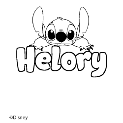 Coloriage pr&eacute;nom Helory - d&eacute;cor Stitch