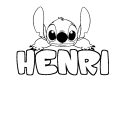 Coloriage prénom HENRI - décor Stitch