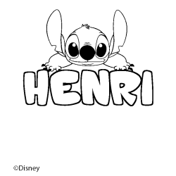 Coloriage pr&eacute;nom HENRI - d&eacute;cor Stitch