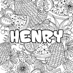 Coloriage prénom HENRY - décor Mandala fruits