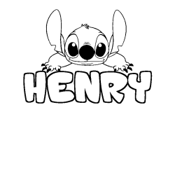 Coloriage prénom HENRY - décor Stitch