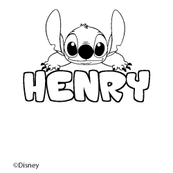 Coloriage pr&eacute;nom HENRY - d&eacute;cor Stitch
