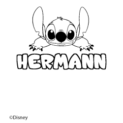 Coloriage pr&eacute;nom HERMANN - d&eacute;cor Stitch