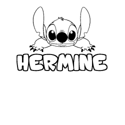 Coloriage prénom HERMINE - décor Stitch