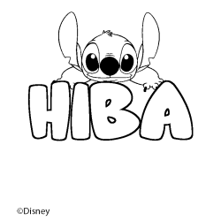 Coloriage pr&eacute;nom HIBA - d&eacute;cor Stitch
