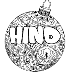 Coloriage prénom HIND - décor Boule de Noël