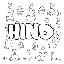 Coloriage pr&eacute;nom HIND - d&eacute;cor Paques