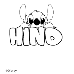 Coloriage pr&eacute;nom HIND - d&eacute;cor Stitch