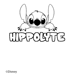 Coloriage pr&eacute;nom HIPPOLYTE - d&eacute;cor Stitch