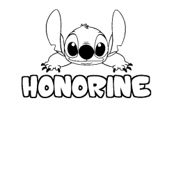 Coloriage prénom HONORINE - décor Stitch