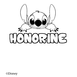 Coloriage pr&eacute;nom HONORINE - d&eacute;cor Stitch