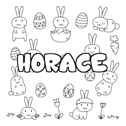Coloriage pr&eacute;nom HORACE - d&eacute;cor Paques