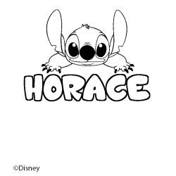 Coloriage pr&eacute;nom HORACE - d&eacute;cor Stitch