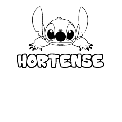 Coloriage prénom HORTENSE - décor Stitch