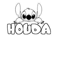 Coloriage prénom HOUDA - décor Stitch