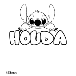 Coloriage pr&eacute;nom HOUDA - d&eacute;cor Stitch