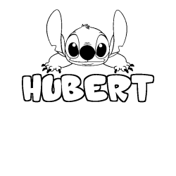 Coloriage prénom HUBERT - décor Stitch