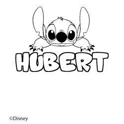 Coloriage pr&eacute;nom HUBERT - d&eacute;cor Stitch